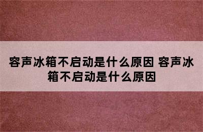 容声冰箱不启动是什么原因 容声冰箱不启动是什么原因